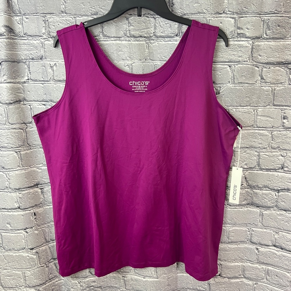 Chico's Microfiber Contemporary Tank Women XXL 4 Fresh Plum NWT Scoop Neck